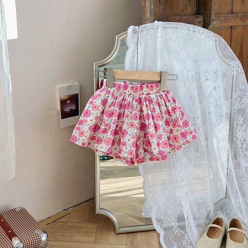 Children's floral loose shorts